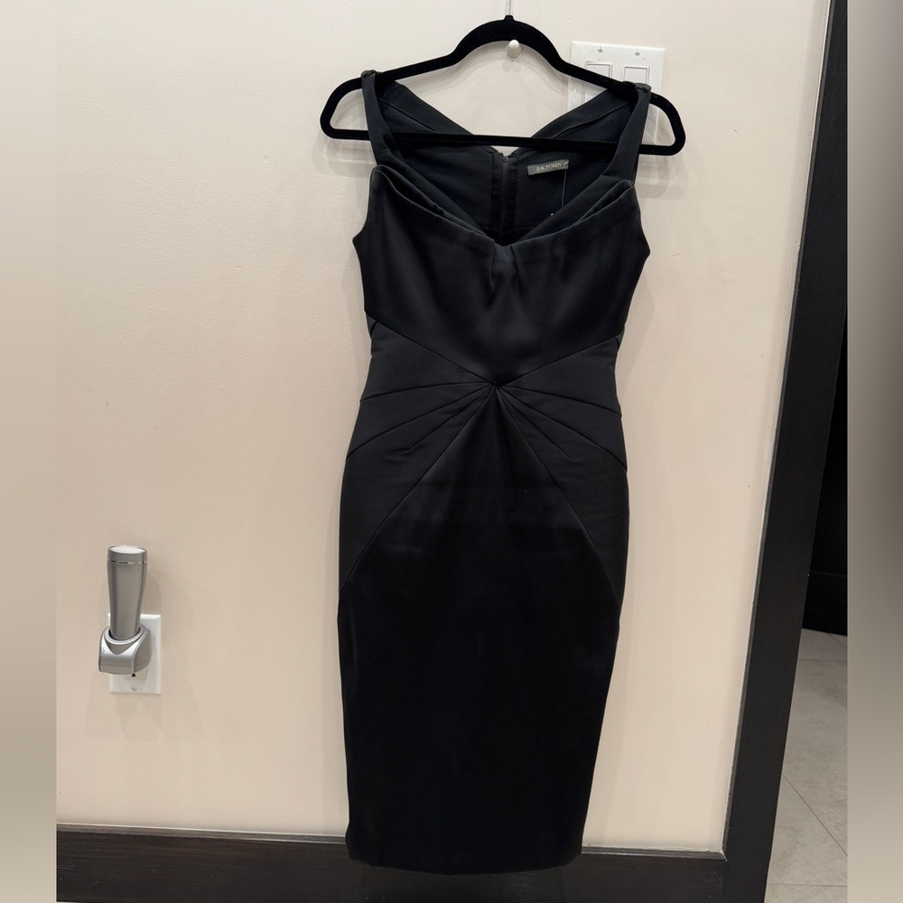 NWT Zac Posen Black Sleeveless Fitted Dress Size S